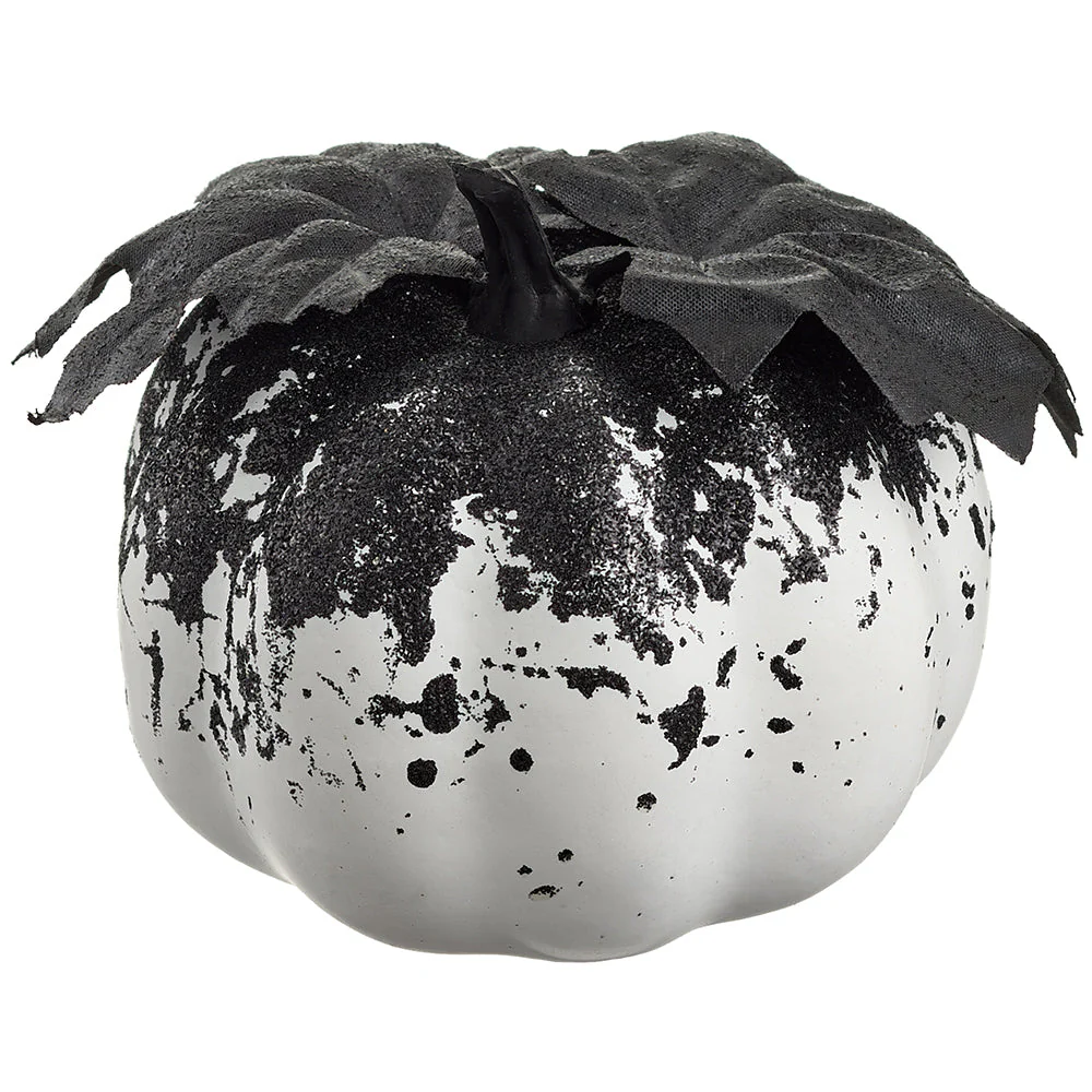 3.5"Hx4"W Halloween Pumpkin -White/Black (Pack of 12)