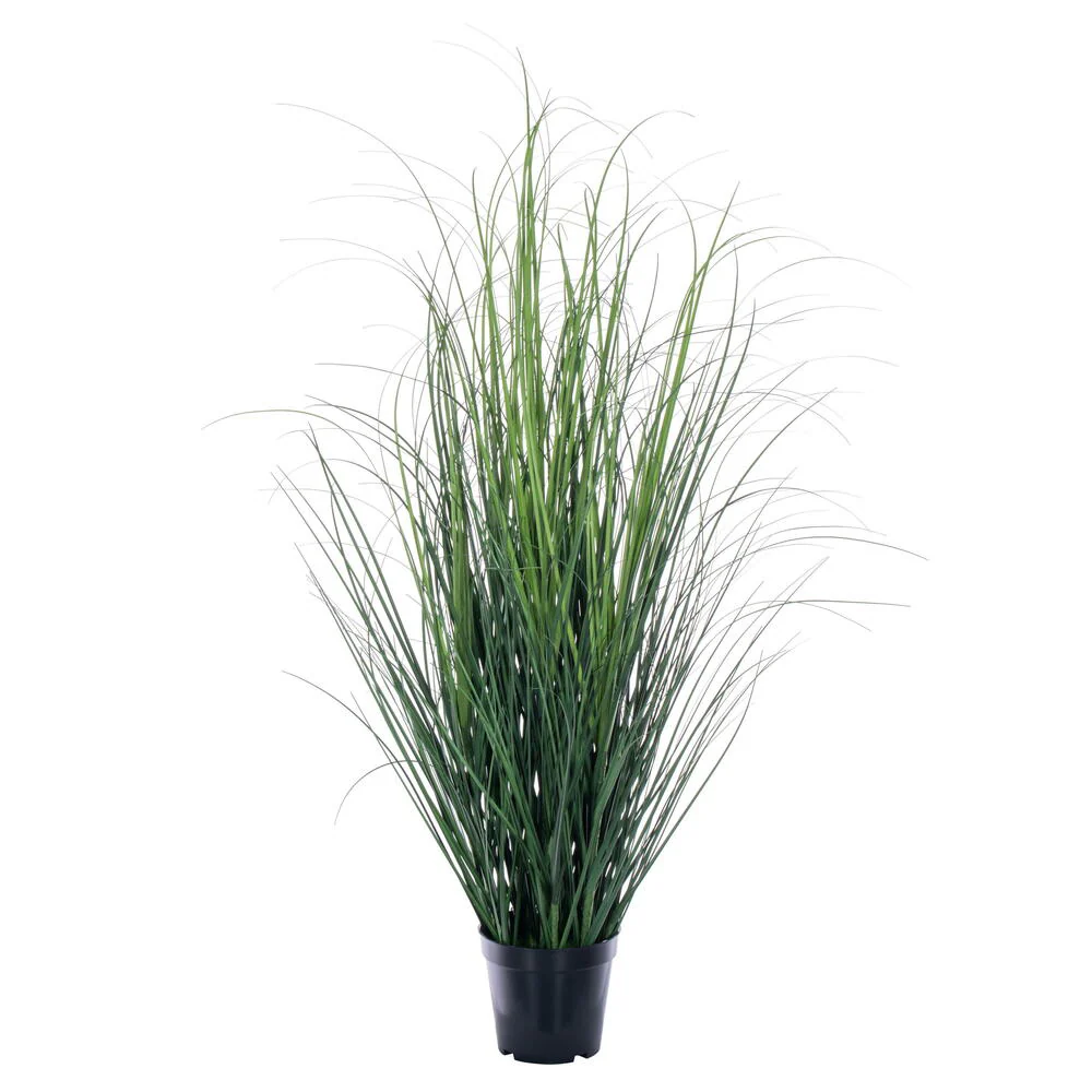 3' Outdoor UV-Resistant Artificial Tufted Hair Grass Plant w/Pot -Green (Pack of 2)