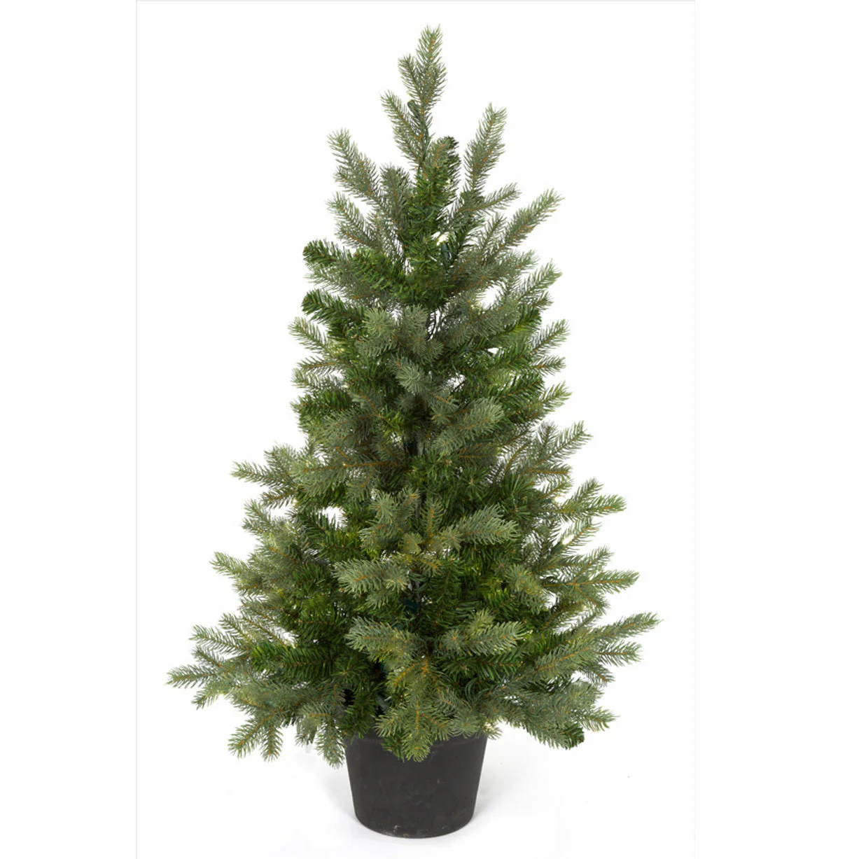 3' PE Wilshire Spruce Cone-Shaped Artificial Topiary w/Pot -Green/Blue