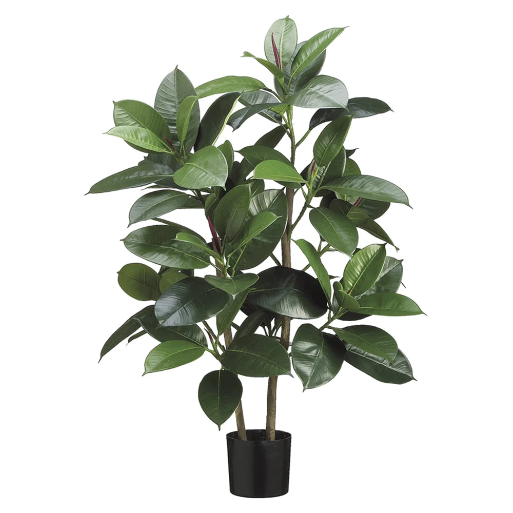 3' Rubber Leaf Silk Tree w/Pot -Green (Pack of 2)