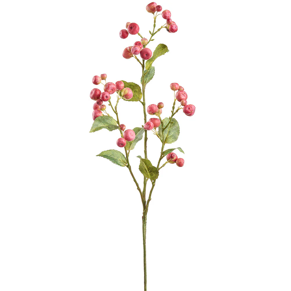 30.5" Artificial Crabapple Fruit Stem -Rose (Pack of 12)