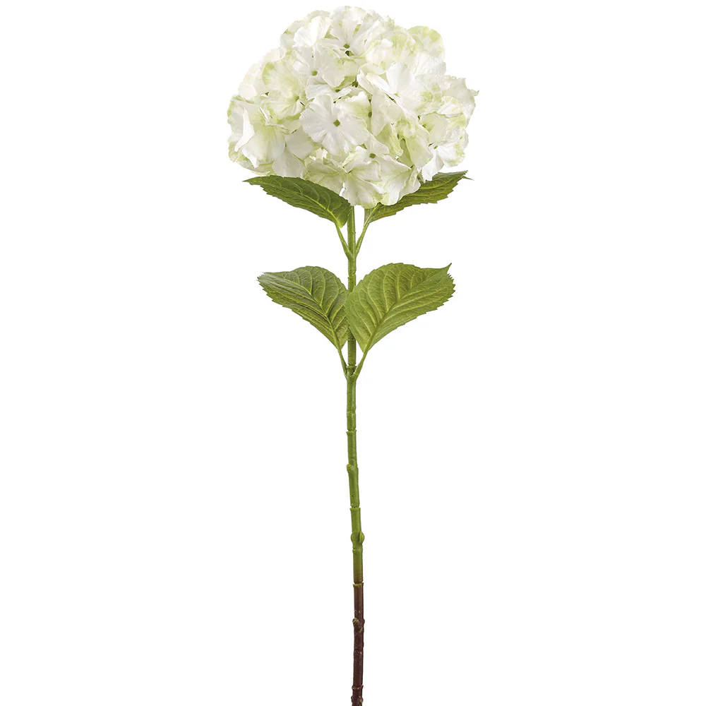 30.5" Real Touch Hydrangea Silk Flower Stem -White/Green (Pack of 12)