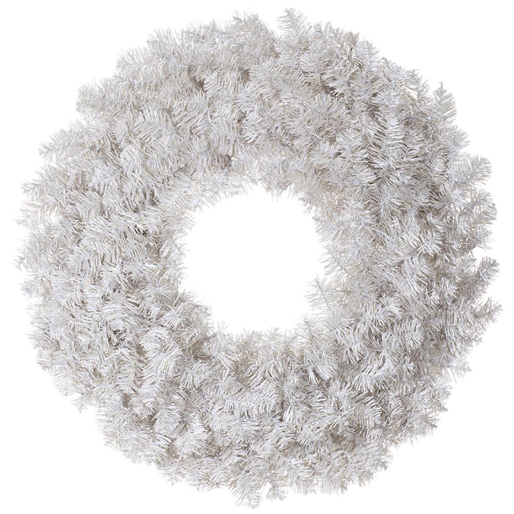 30" Artificial White Noble Wreath, Micro LED Pre-Lit -White (Pack of 2) - Image 3