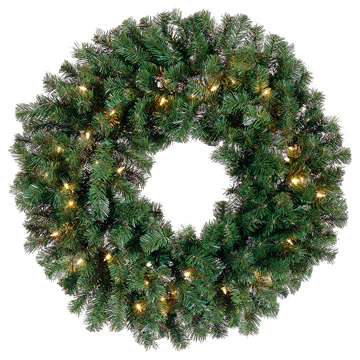 30" Artificial Windsor Pine Wreath, Pre-Lit -Green (Pack of 4)