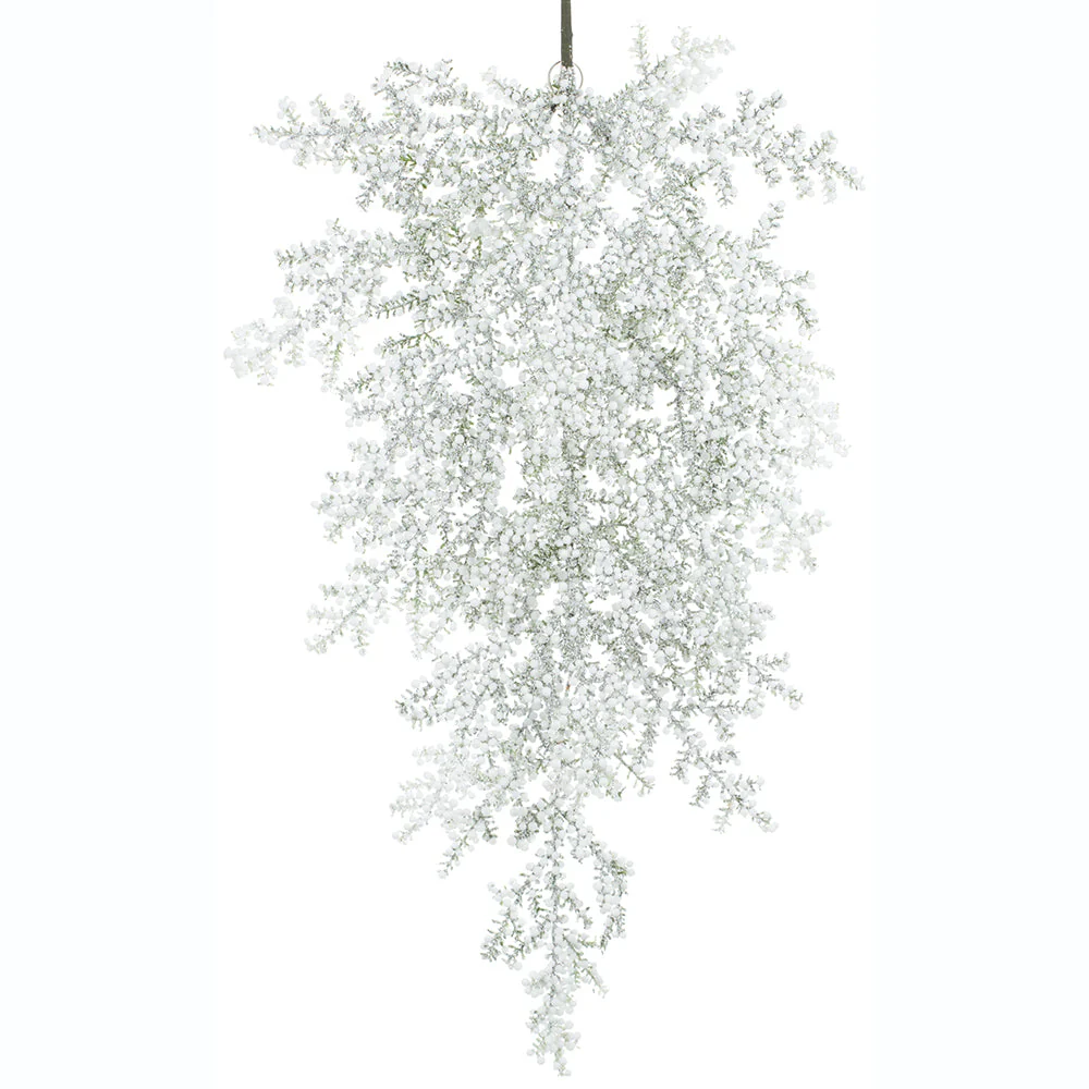 30" Flocked Artificial Mini Berry Teardrop Swag -White (Pack of 6)
