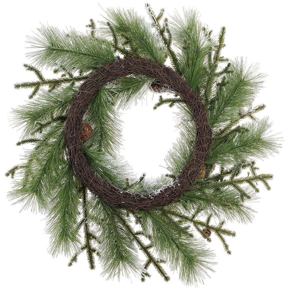 30" Flocked Artificial Pine & Pinecone Wreath -White (Pack of 4) - Image 2