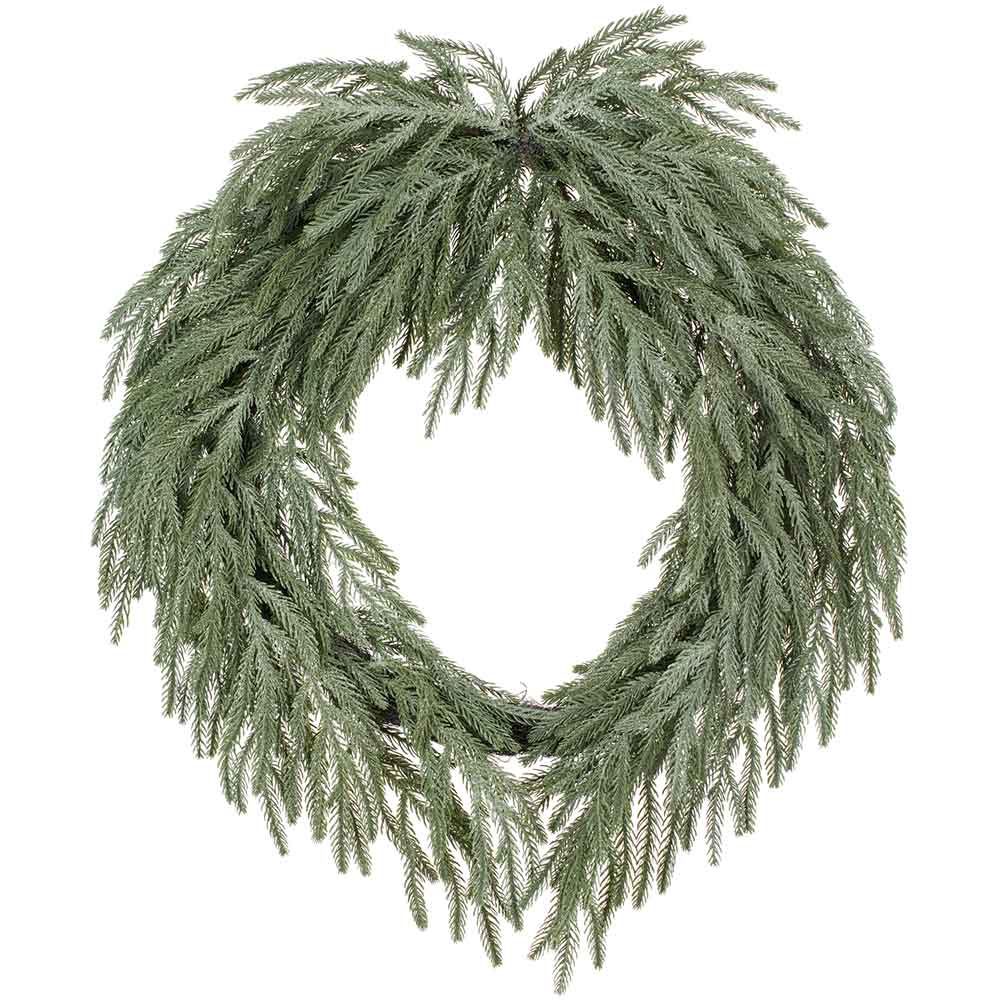 30" Frosted Artificial Willow Pine Wreath -Green/White