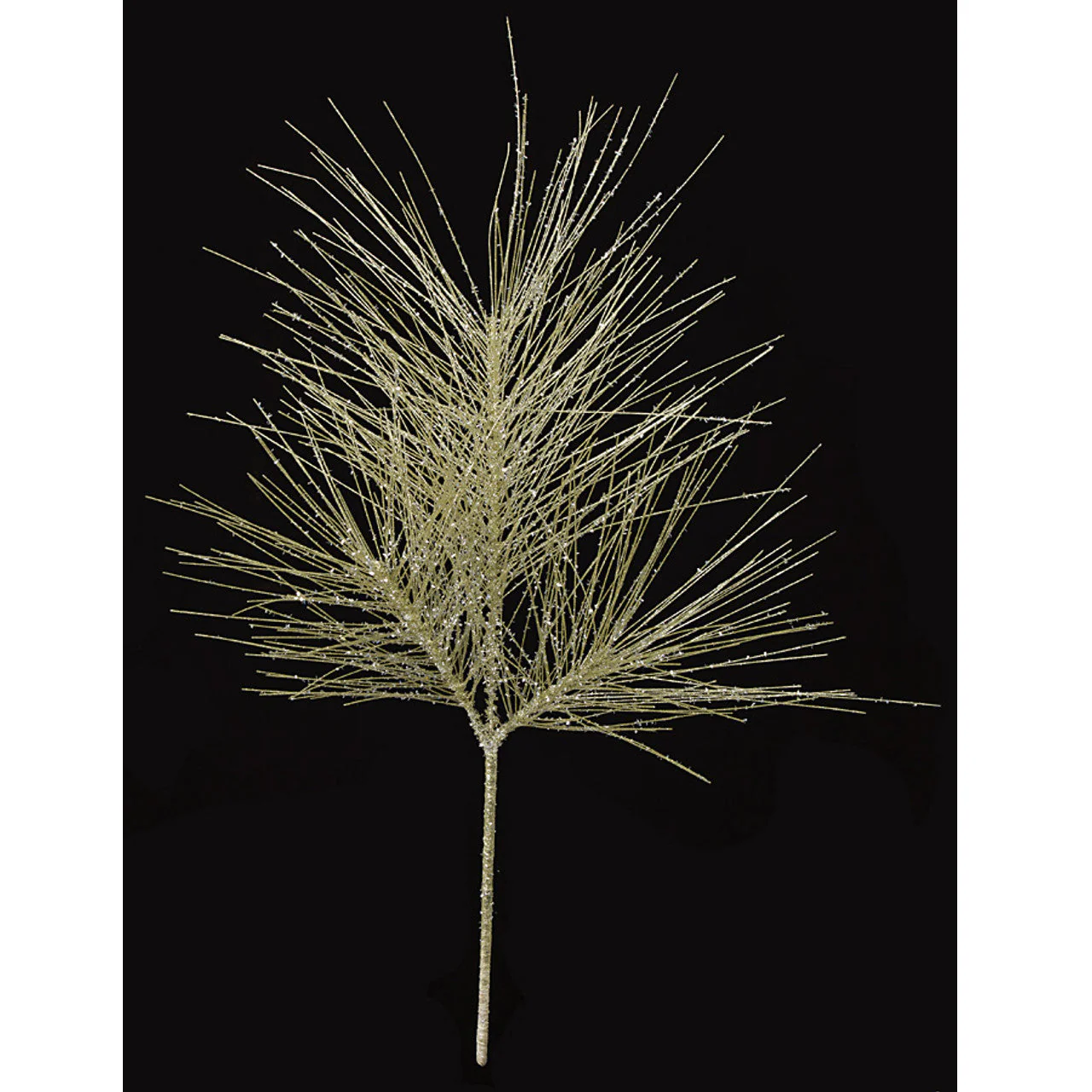 30" Glittered Artificial Long Leaf Pine Stem -Champagne/Silver (Pack of 12)
