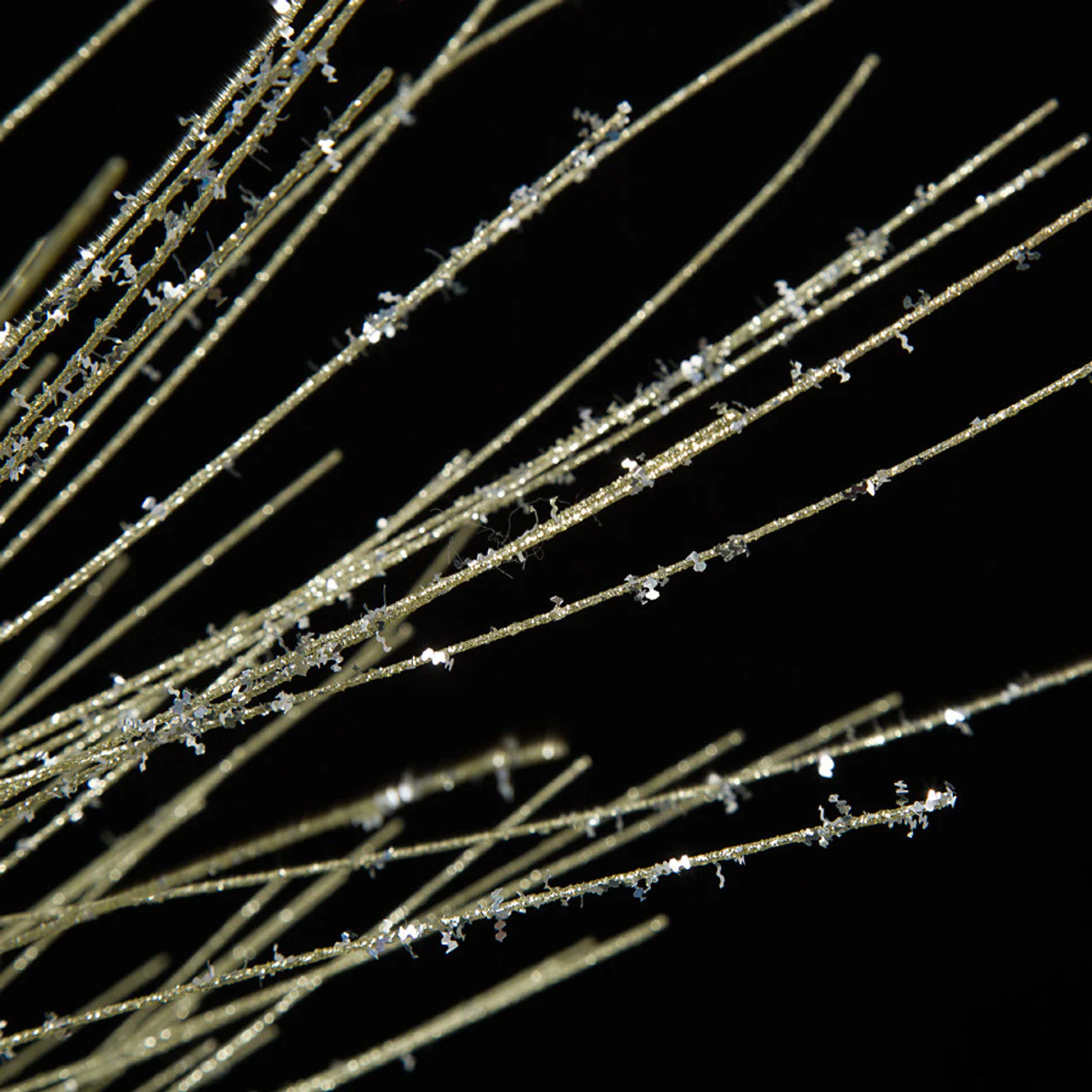 30" Glittered Artificial Long Leaf Pine Stem -Champagne/Silver (Pack of 12) - Image 2