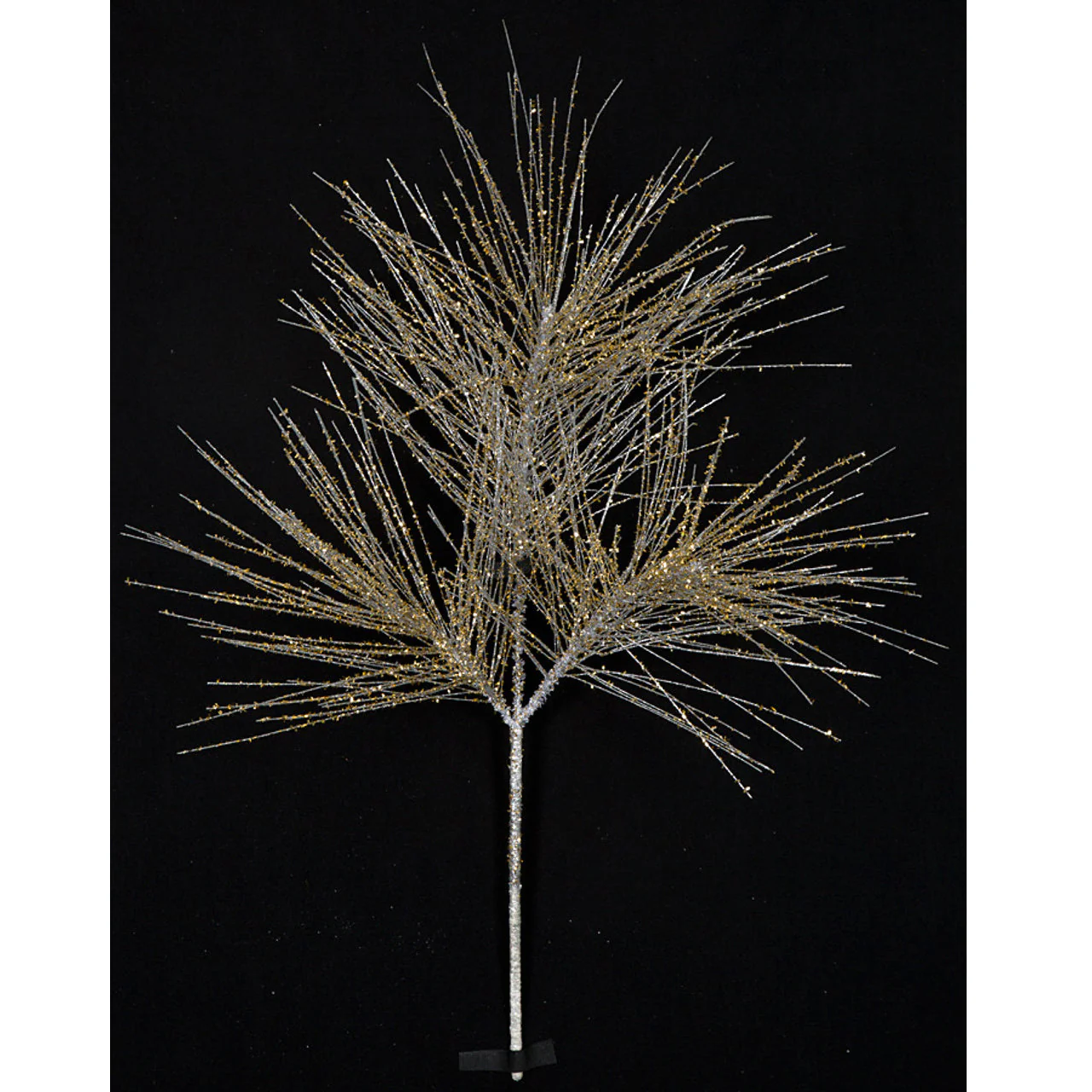 30" Glittered Artificial Long Leaf Pine Stem -Gold/Silver (Pack of 12)