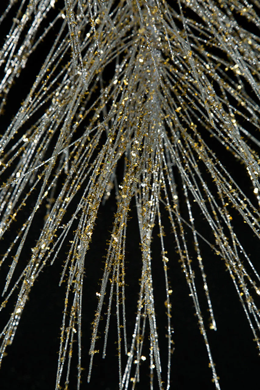 30" Glittered Artificial Long Leaf Pine Stem -Gold/Silver (Pack of 12) - Image 2