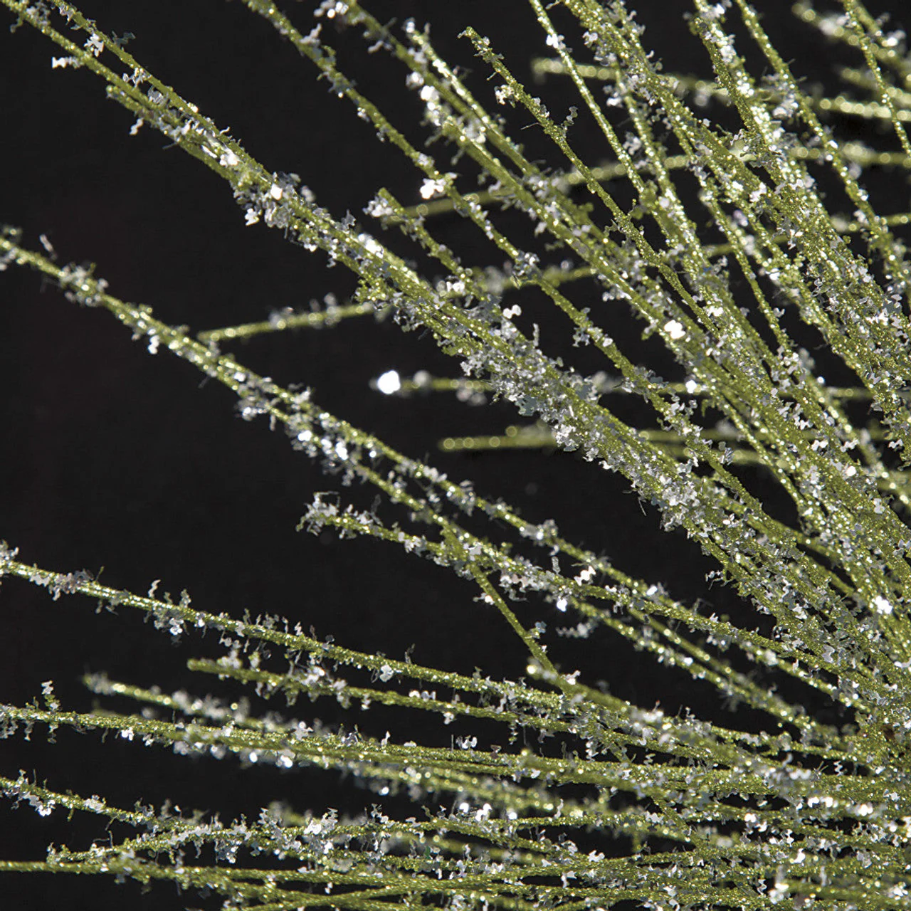 30" Glittered Artificial Long Leaf Pine Stem -Green/Silver (Pack of 12) - Image 2
