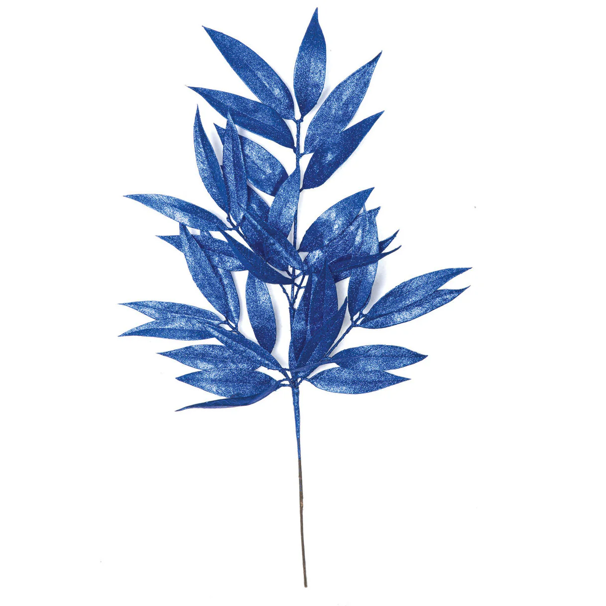 30" Glittered Artificial Willow Leaf Stem -Blue (Pack of 12)