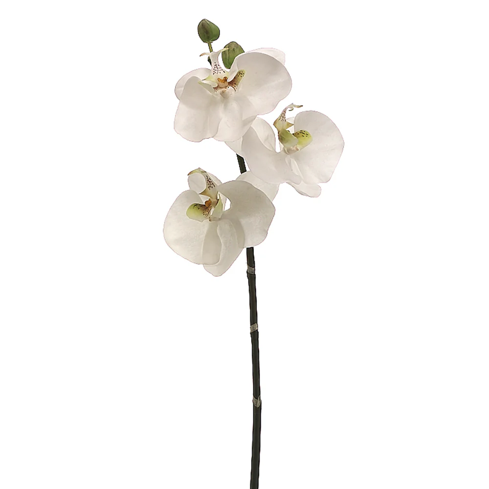 30" Hand-Wrapped Silk Phalaenopsis Orchid Flower Spray -White/Green (Pack of 12)