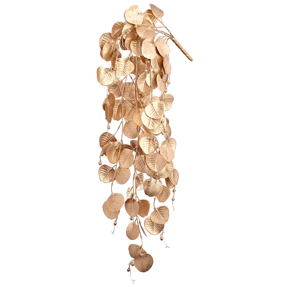 30" Hanging Metallic Artificial Eucalyptus Leaf Plant -Gold (Pack of 12)