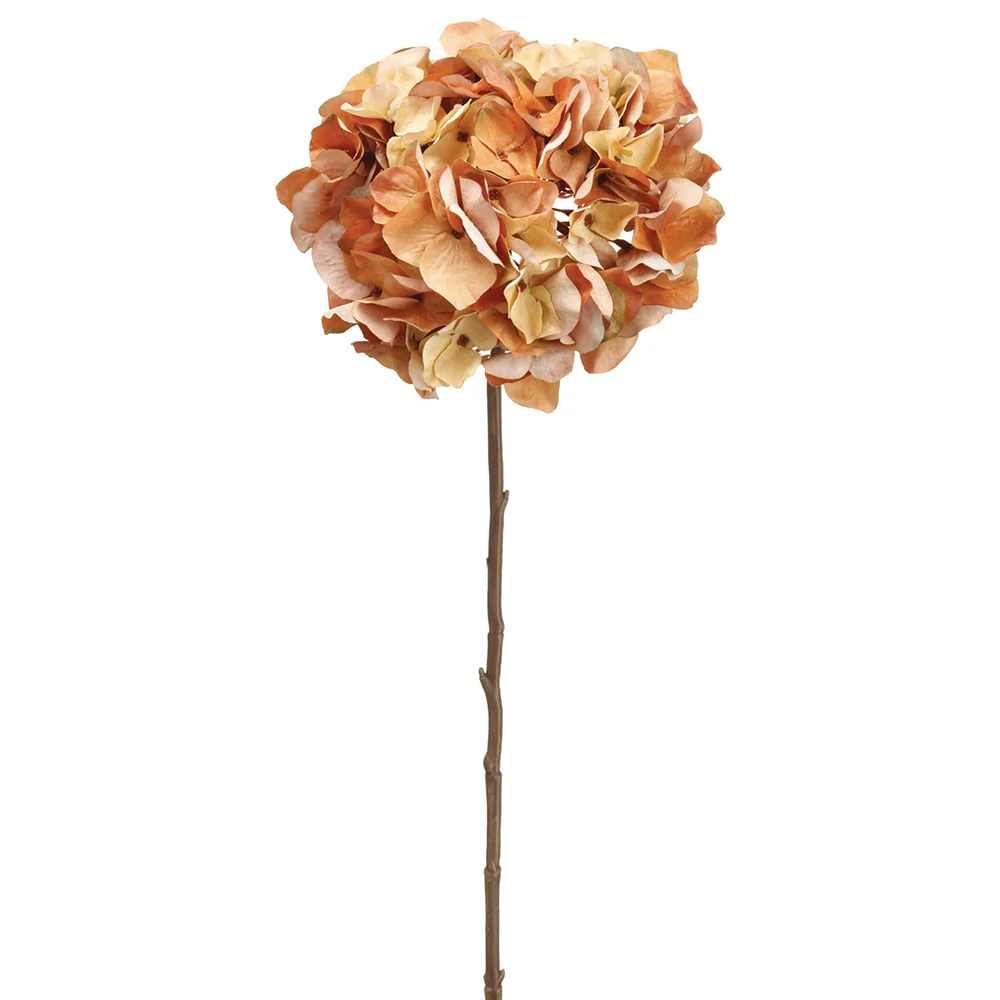 30" Hydrangea Silk Flower Stem -Honey/Amber (Pack of 12)