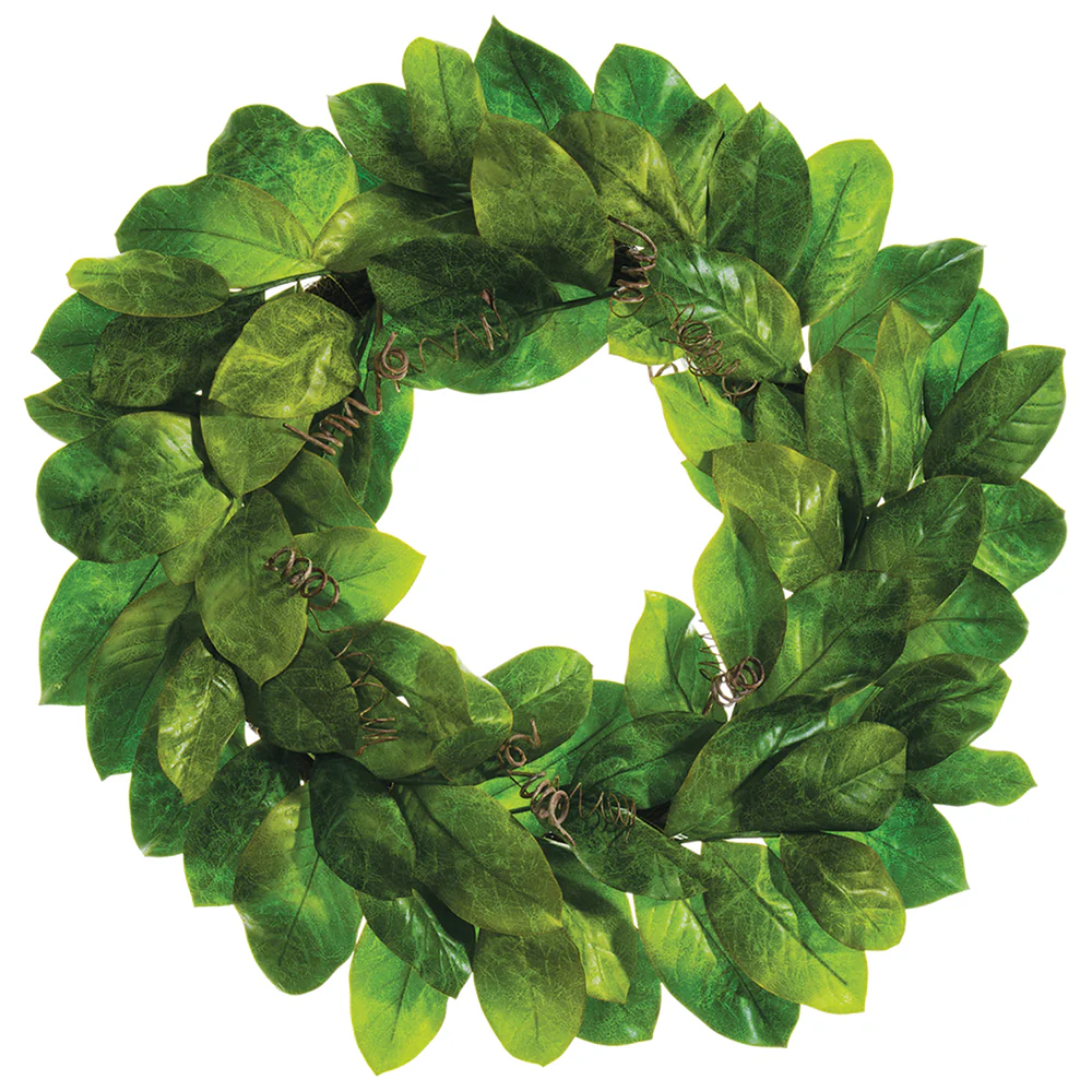 30" Magnolia Leaf Silk Wreath -Green (Pack of 2)