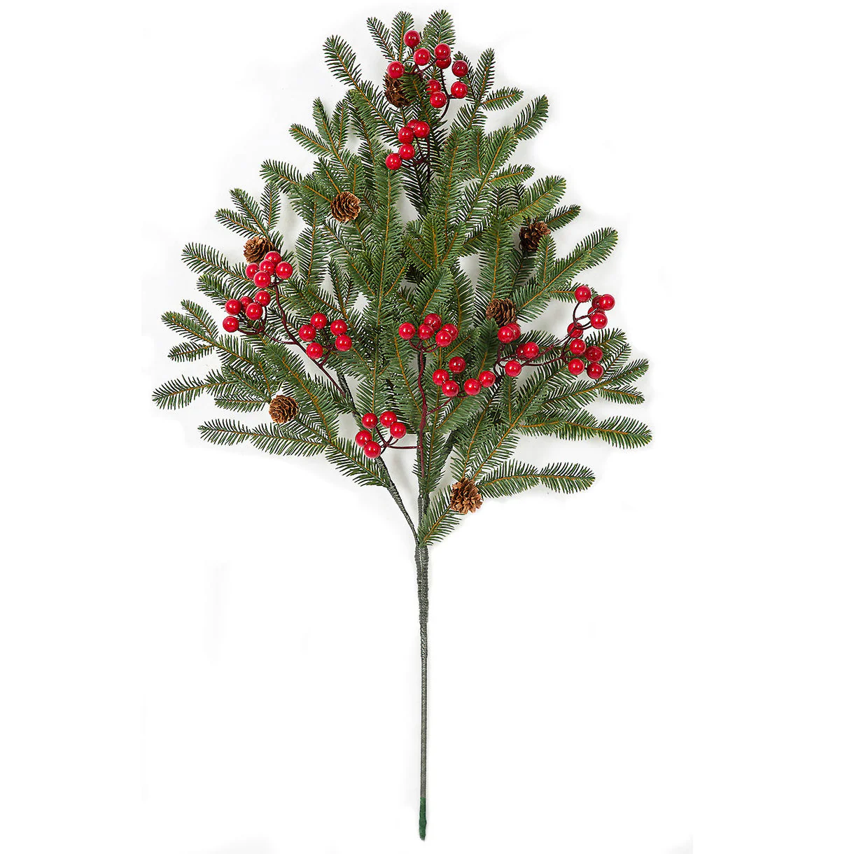 30" PE Artificial Fir, Pinecone & Berry Stem -Red/Green (Pack of 6)
