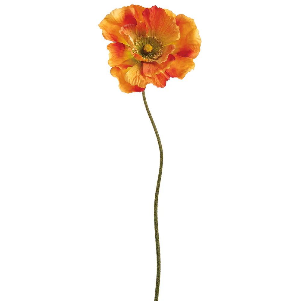 30" Poppy Silk Flower Stem -Orange (Pack of 6)