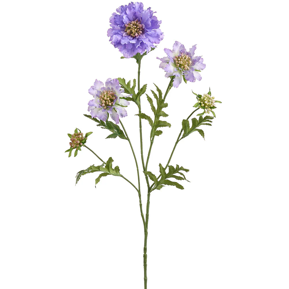 30" Scabiosa Silk Flower Stem -Purple (Pack of 12)