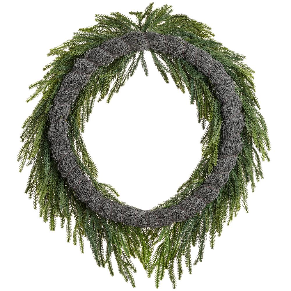30" Soft-Touch Artificial Willow Pine Wreath -Green (Pack of 2) - Image 2