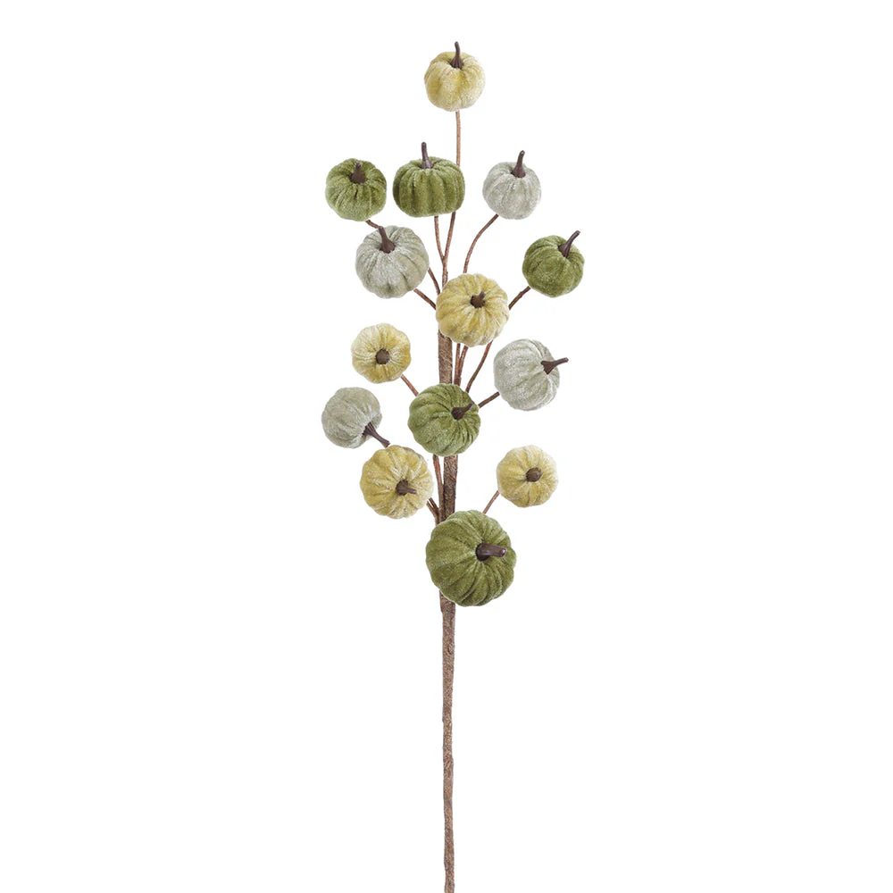 30" Velvet Artificial Pumpkin Stem -2 Tone Green (Pack of 12)