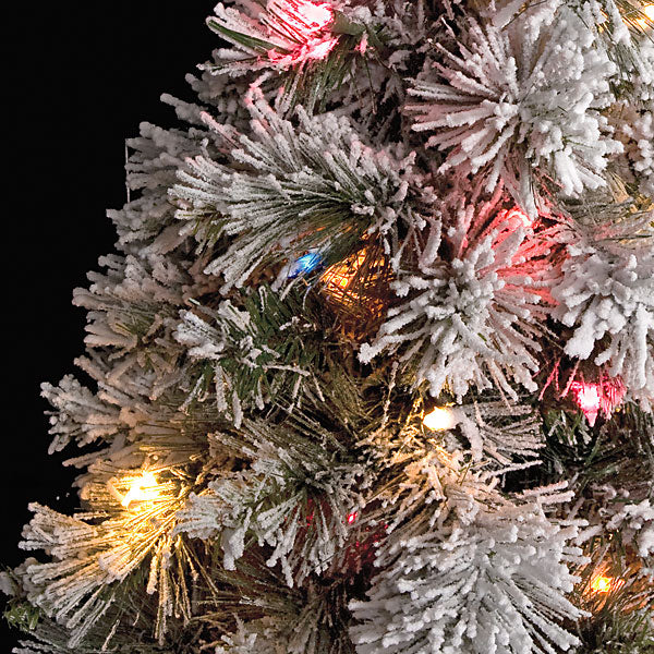 30"Hx25"W Flocked Mini Pine Artificial Tree, Pre-Lit (Multicolor) -White (Pack of 2) - Image 2