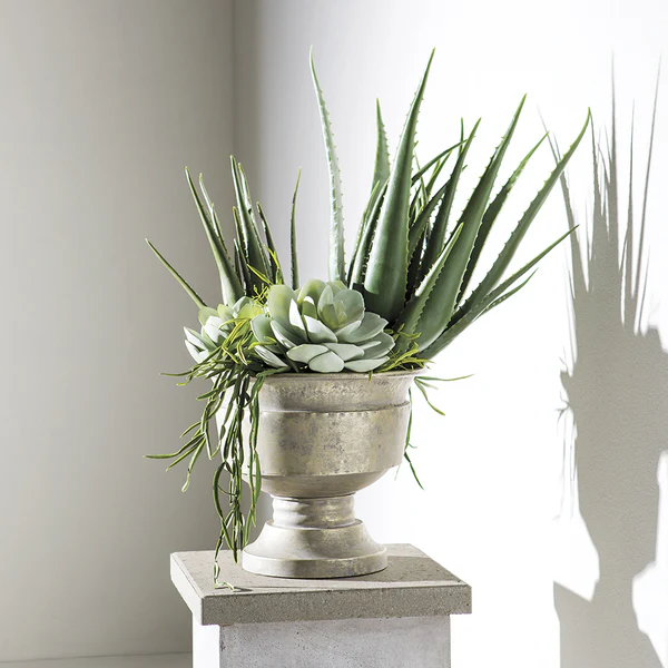 30"Hx27" Artificial Agave & Echeveria Plant w/Tin Planter -Green - Image 2