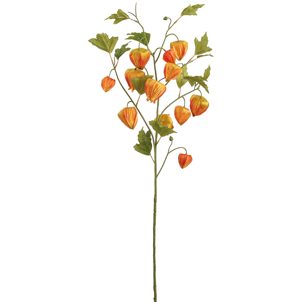 31.5" Artificial Chinese Lantern Flower Stem -Orange (Pack of 12)