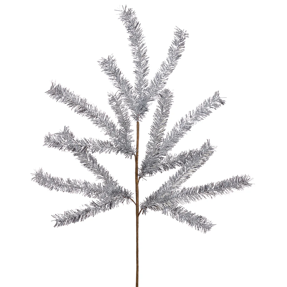 31.5" Tinsel Artificial Pine Stem -Silver (Pack of 12)