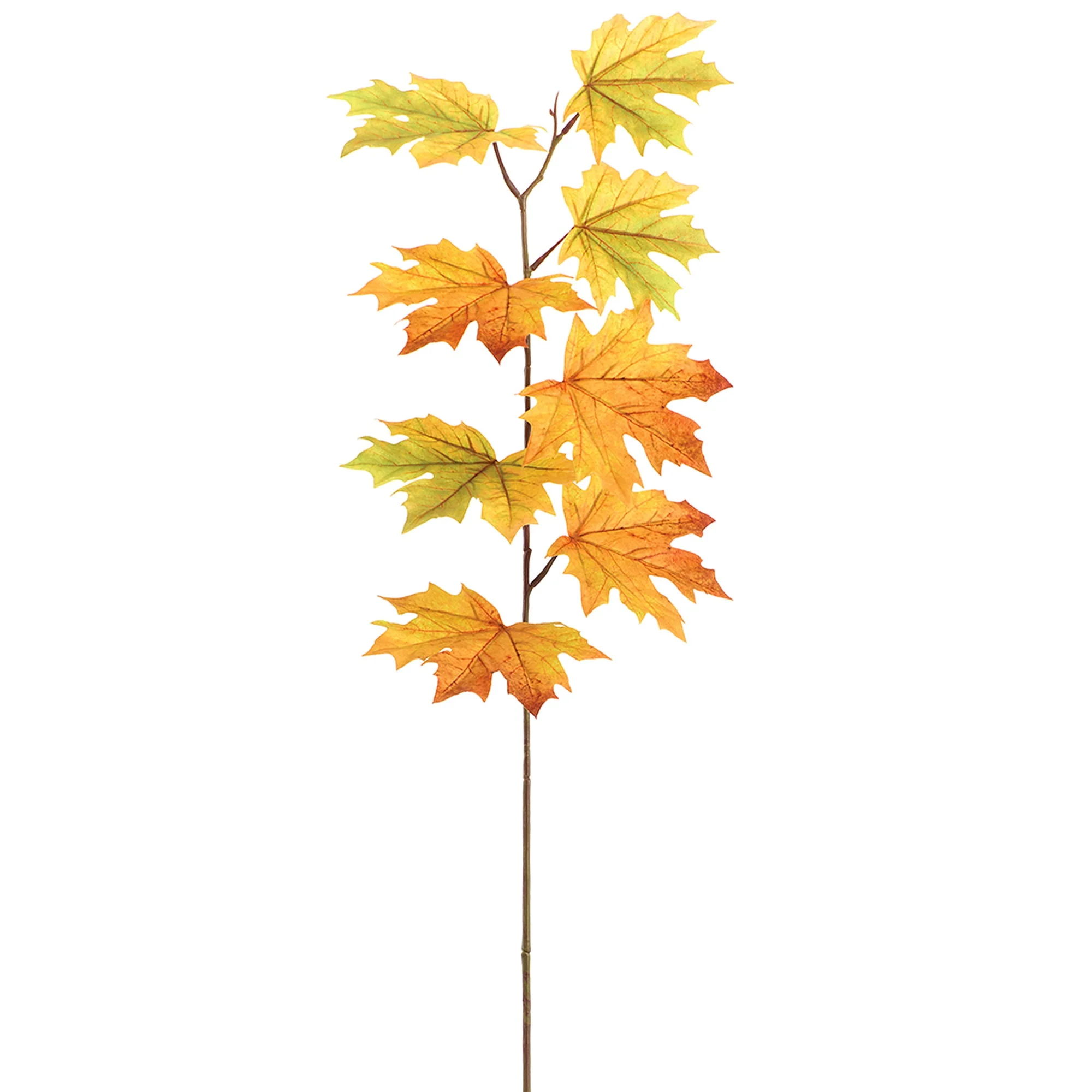 31" Artificial Maple Leaf Stem -Mustard/Green (Pack of 12)
