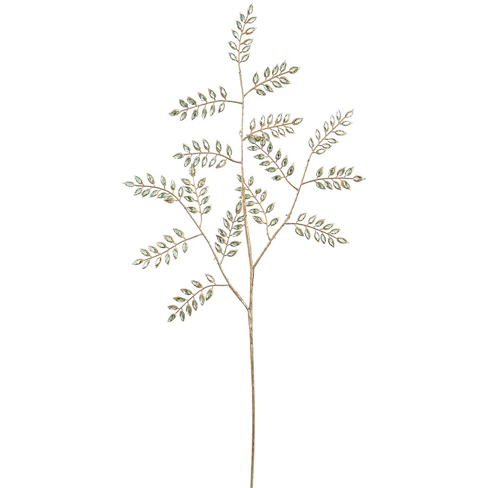 31" Artificial Rhinestone Leaf Stem -Green (Pack of 12)