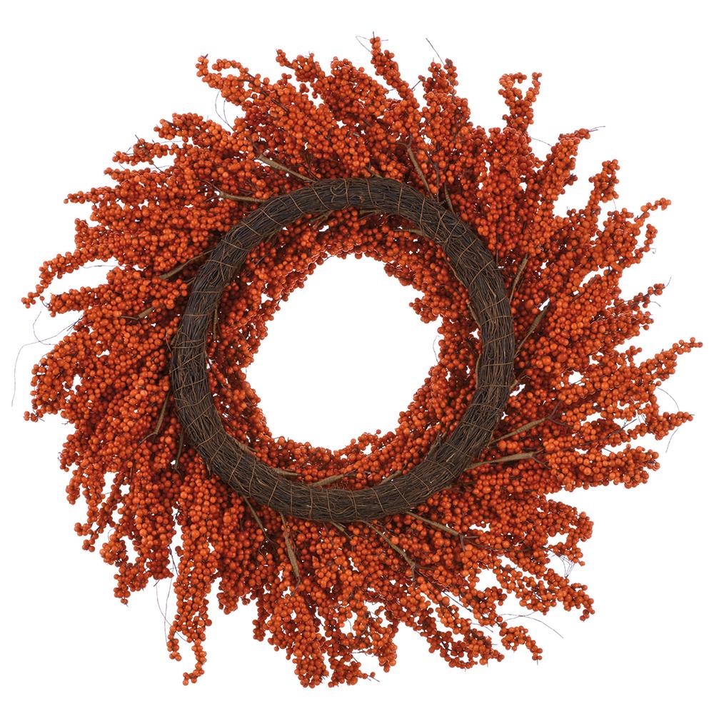 31" Berry Artificial Wreath -2 Tone Orange (Pack of 2) - Image 2