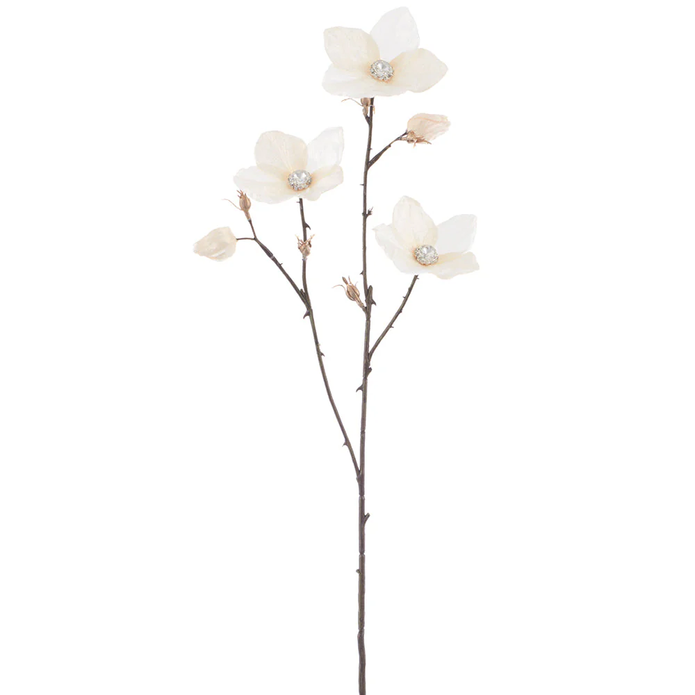 31" Diamond Velvet Artificial Helleborus Flower Stem -Cream (Pack of 12)