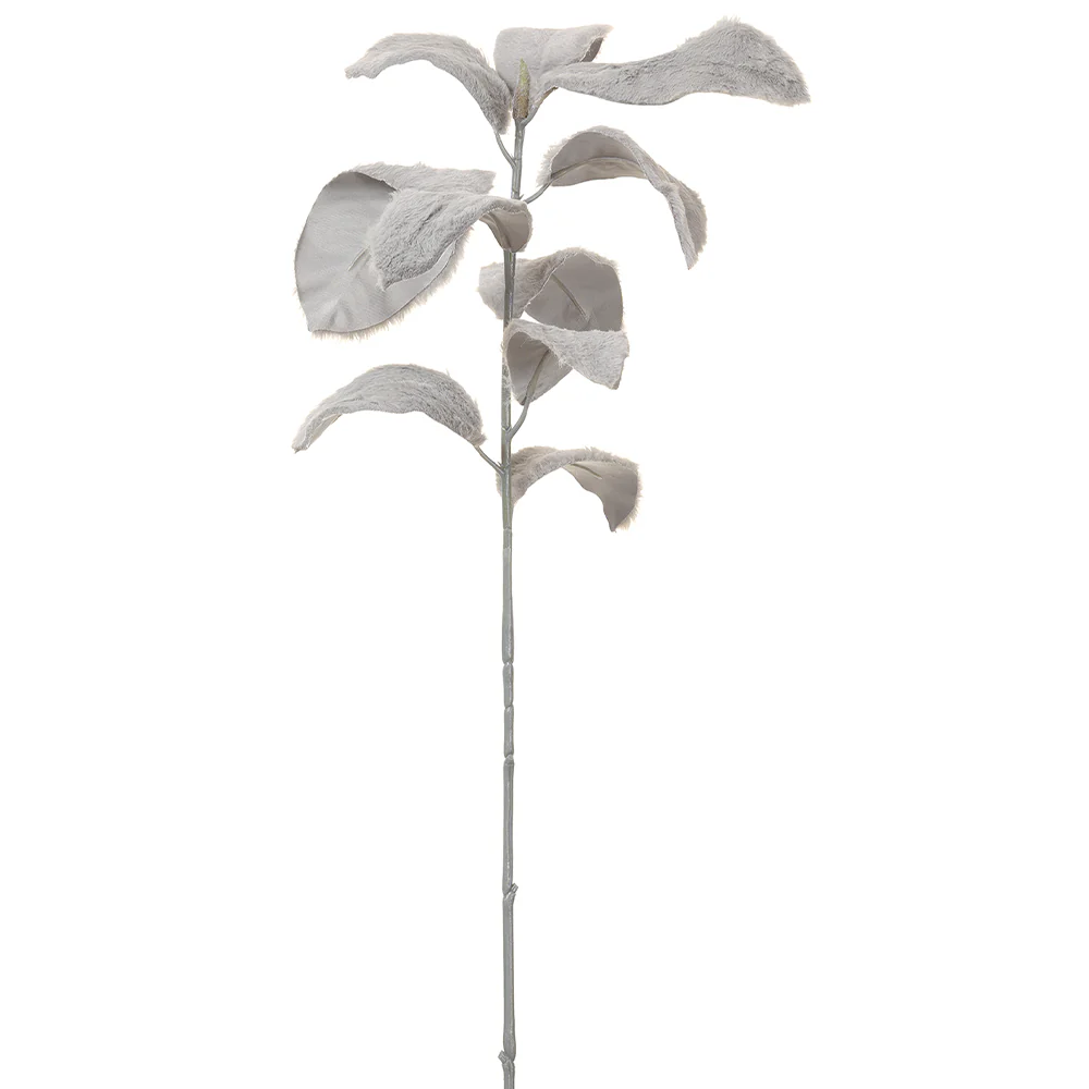 31" Fur Artificial Magnolia Leaf Stem -Gray (Pack of 6)