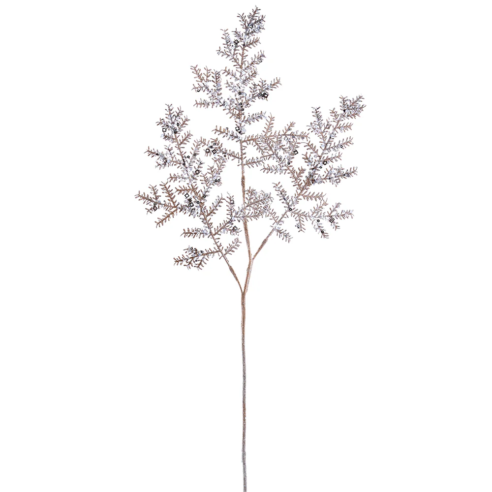 31" Glittered Artificial Cedar Stem -Champagne (Pack of 12)
