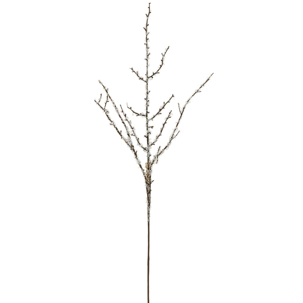 31" Iced Artificial Twig Stem -Brown/Silver (Pack of 12)