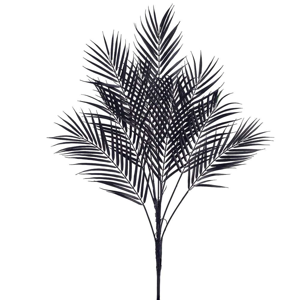 31" Metallic Artificial Areca Palm Leaf Stem -Black (Pack of 12)