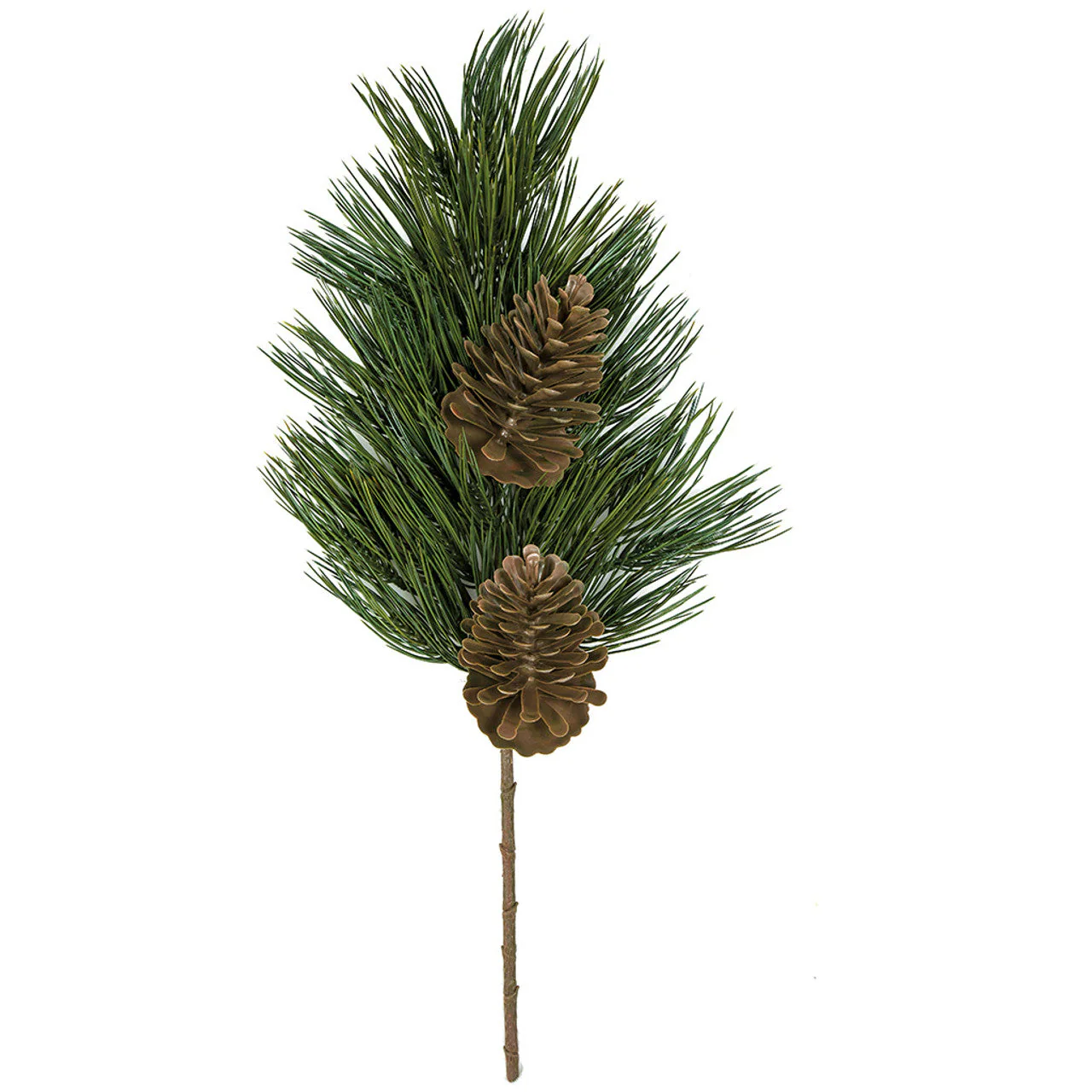 31" Outdoor UV-Proof Artificial Eastern White Pine & Pinecone Branch Stem -Green/Brown (Pack of 4)