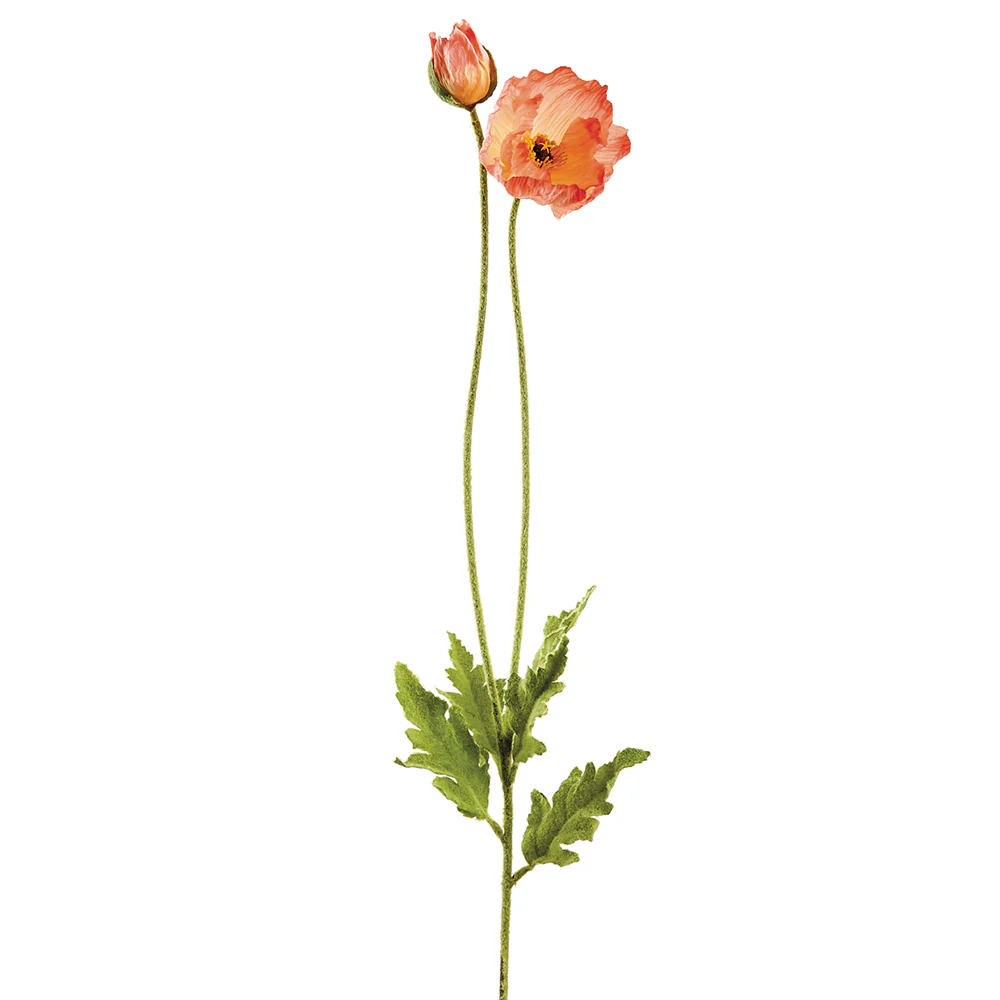 31" Poppy Silk Flower Stem -2 Tone Coral (Pack of 12)