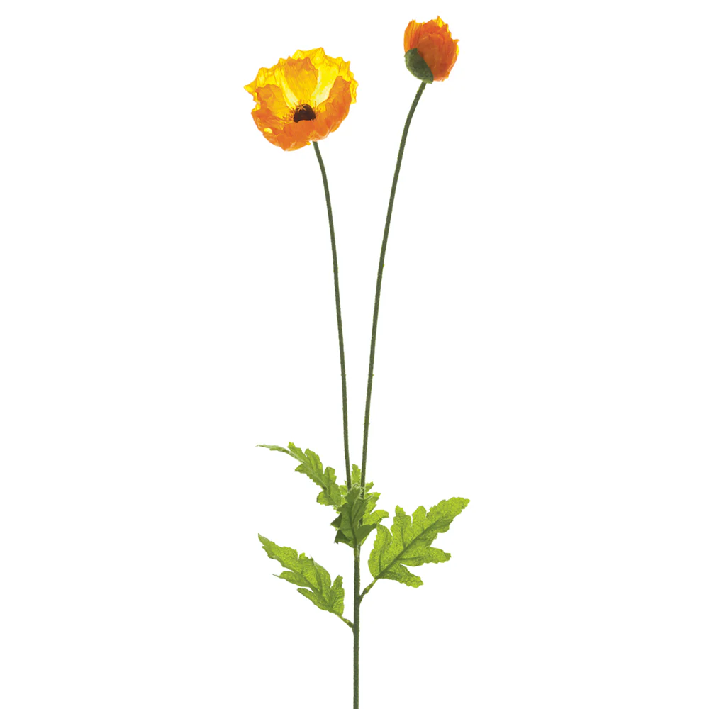 31" Poppy Silk Flower Stem -Orange (Pack of 12)