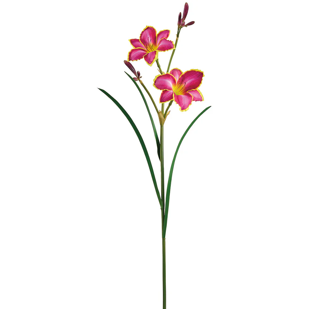 31" Real Touch Day Lily Silk Flower Stem -Beauty/Yellow (Pack of 12)