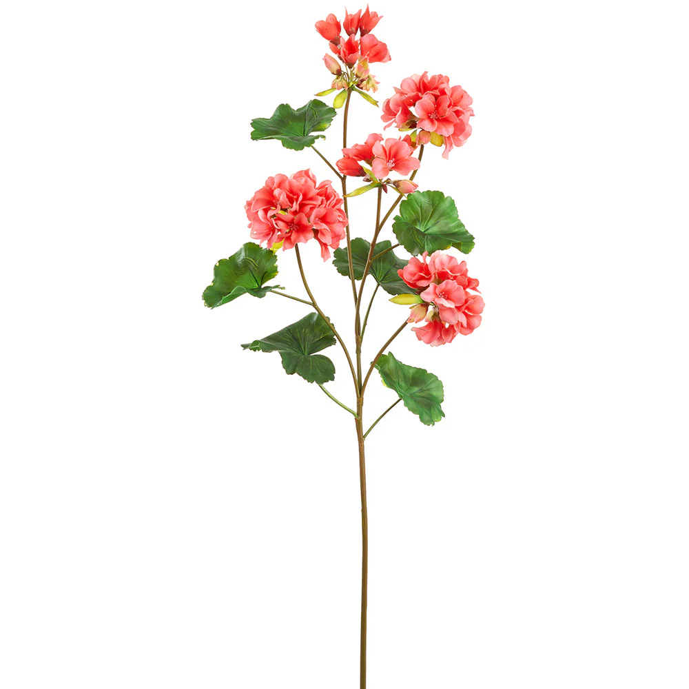 31" Real Touch Geranium Silk Flower Stem -Peach (Pack of 12)