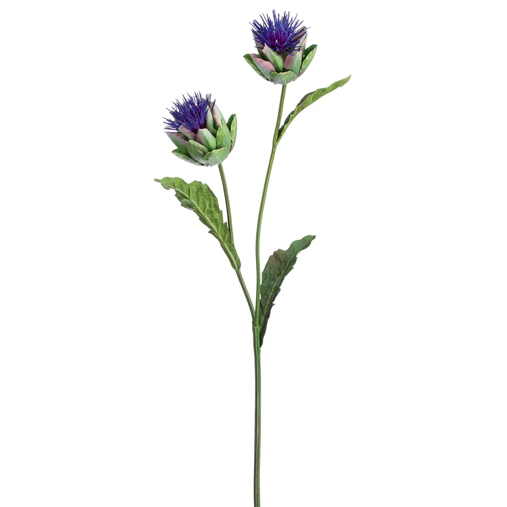 31" Silk Artichoke Flower Stem -Green/Blue (Pack of 6)