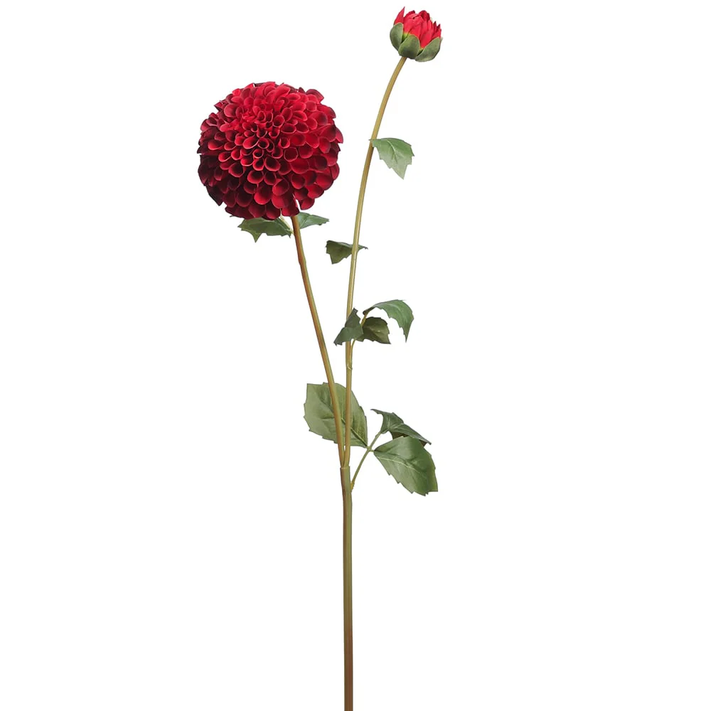 31" Silk Dahlia Flower Stem -2 Tone Red (Pack of 12)