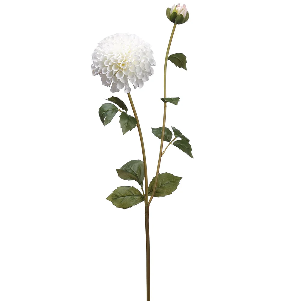 31" Silk Dahlia Flower Stem -White (Pack of 12)
