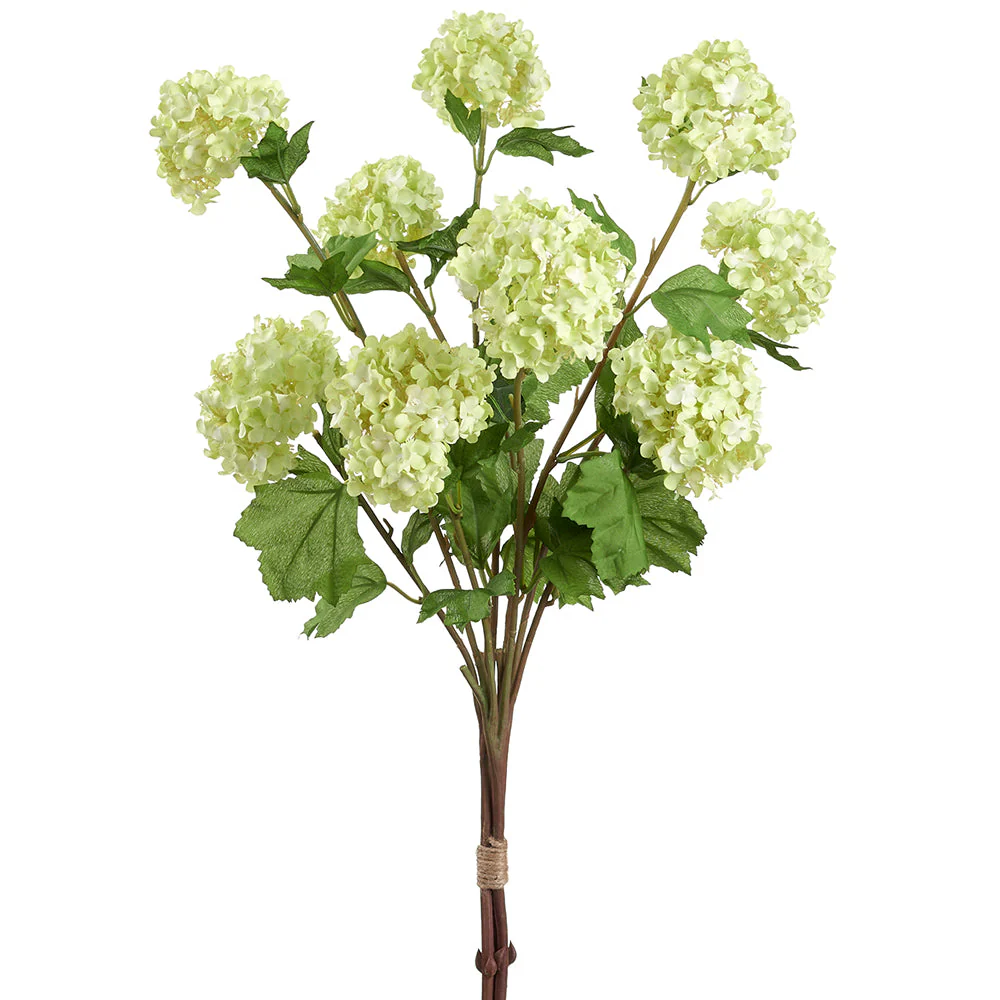 31" Snowball Silk Flower Stem Bundle -Lime (Pack of 12)