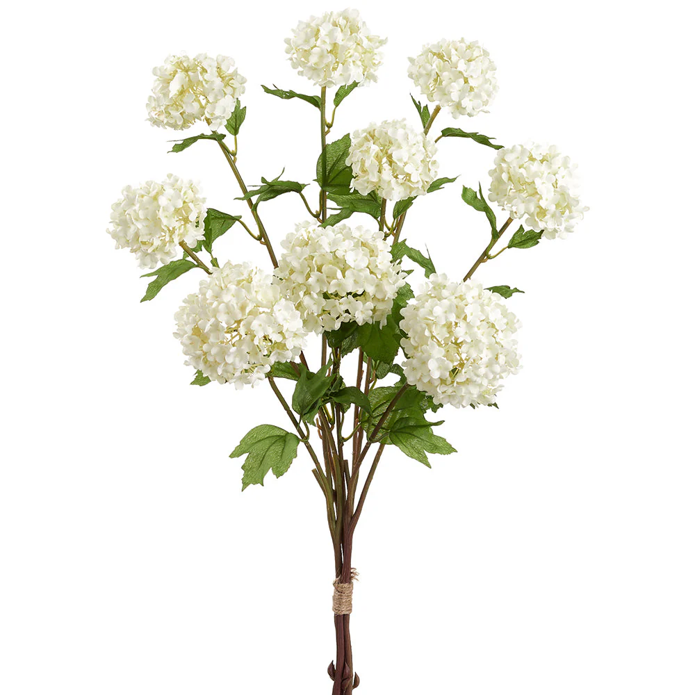 31" Snowball Silk Flower Stem Bundle -White (Pack of 12)