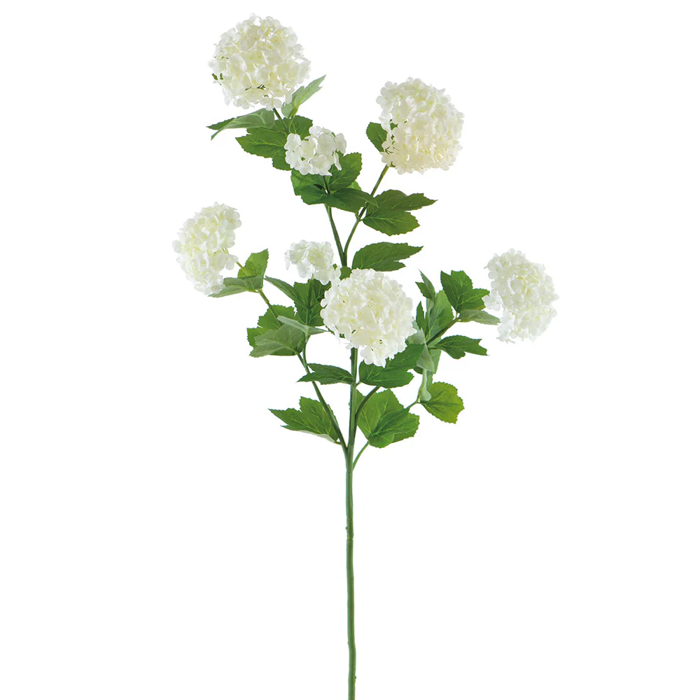 31" Snowball Silk Flower Stem -White (Pack of 12)