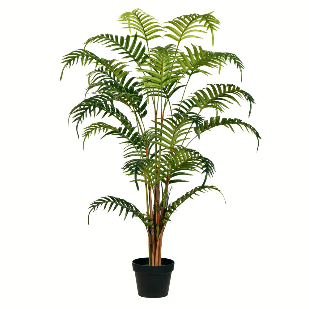 3'11" Real Touch Fern Palm Silk Tree w/Plastic Pot -Green